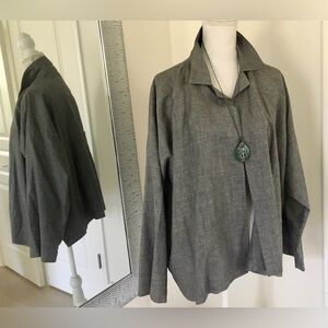 Eskandar wool linen GRAY Denim Exquisite Minimalist Jacket Blazer